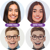 Just Married Couple with Custom Cartoon Head Cutout